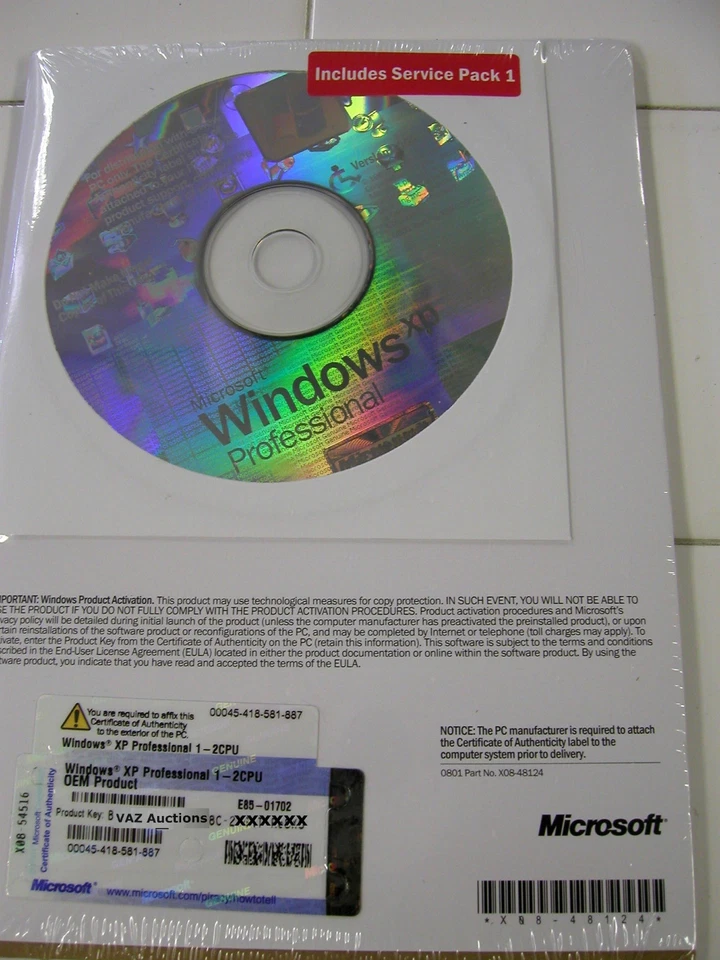 MICROSOFT WINDOWS XP PROFESSIONAL FULL VERSION w/SP1 & SP3 MS WIN PRO=NEW SEALED - Image 2 of 4