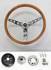 1976 - 1994 Jeep Wrangler YJ Cherokee CJ5 CJ7 Wood Steering Wheel Chrome Spokes