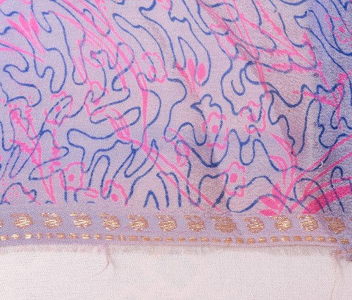 Sushila Vintage Scrap Saree100% Pure Silk Printed Lavender Sari Remnant Fabric - Picture 11 of 11