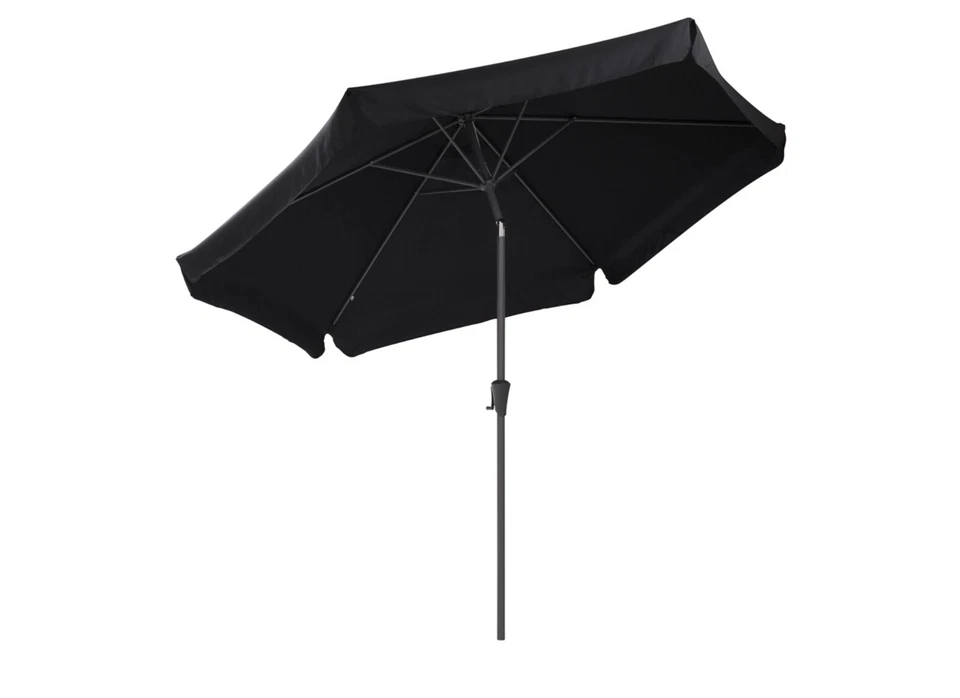 CorLiving Round 10ft Fabric Canopy Tilting Market Patio Umbrella Black - Image 3 of 4