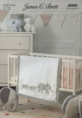 James Brett Doppel Strickmuster Baby Kinder Elefant Familie Decke JB908