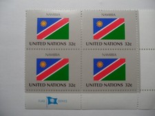 STAMPMART :  UNITED NATIONS FLAG NAMIBIA BLOCK OF FOUR ( B/4 ) MNH STAMPS