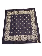 NEW VTG Fast Color Blue Paisley Cotton Bandana Large Approx 20.5"x 22.5" USA NOS