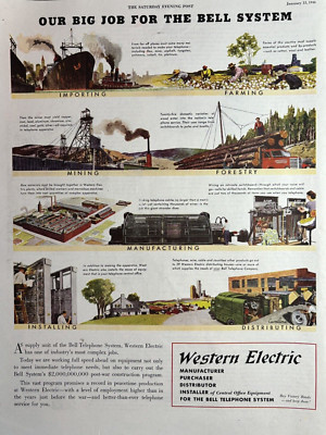 1946 Western Electric Bell Telephone System Big Job Industry Vintage Print Ad