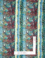 Floral Abstract Stripe Blue Cotton Fabric Northcott First Impressions 1.5 Yard