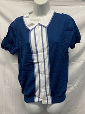 Women  s Button Up Striped Shirt   Blue  White   Size M