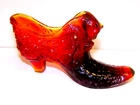 Vintage Ruby Red Fenton Cat Head Glass Shoe Slipper