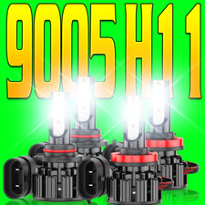4x 9005 H11 Combo LED Headlight High Low Beam Bulbs Kit 6000K Super white Bright