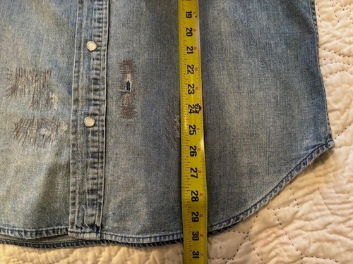 Ralph Lauren Polo Sportsman Denim Patchwork Aztec Western Snap Jean Shirt L - Picture 8 of 13