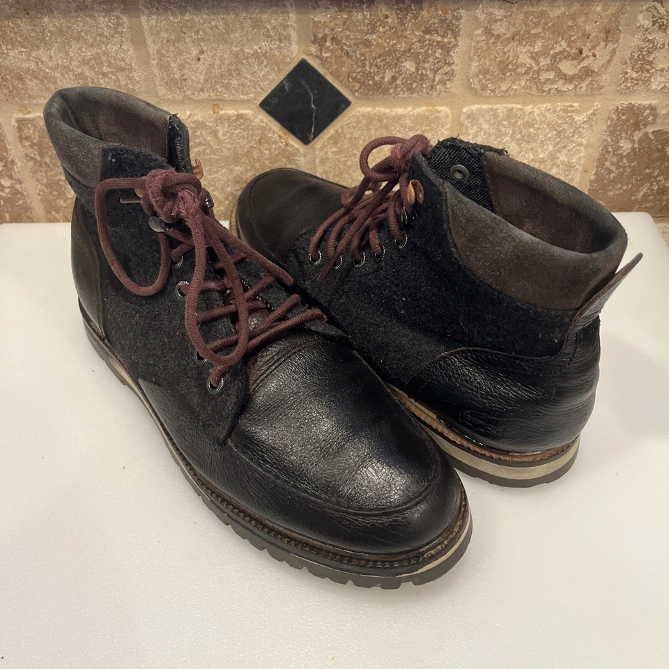 Мужские ботинки LACOSTE Montbard 8,5 M США коричневая кожа серая шерсть на шнуровке туристические - Изображение 2 из 4