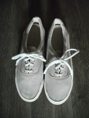 EDDIE BAUER Womens 12M Beige Cotton Canvas Sneakers Deck