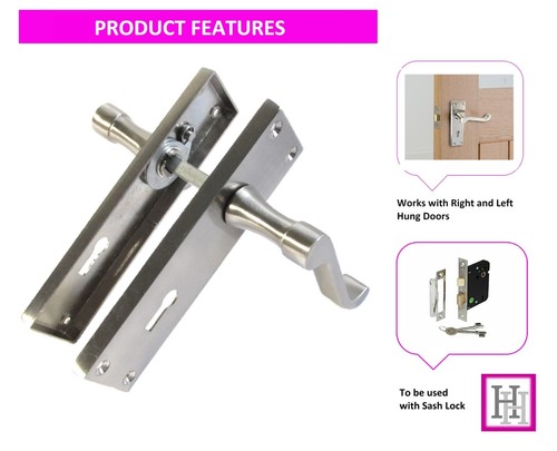 Door Handles Lever Lock Satin Finish Victorian Scroll For Entrance or Back Doors - 第 5/12 張圖片