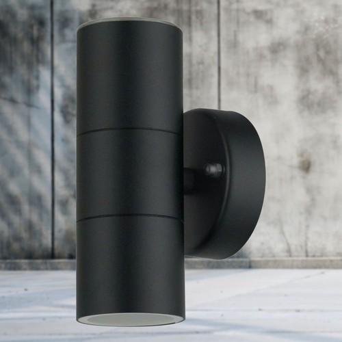 Juego de 2 Modernas Luces de Pared Exterior Doble IP44 Negro Arriba Abajo Porche - Imagen 7 de 7
