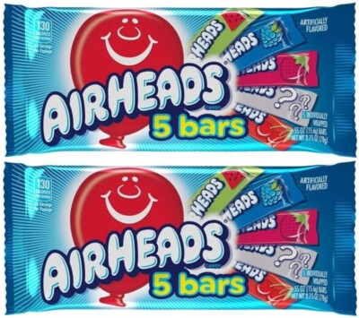 2x Airheads 5 Stangen Packung 78g 5 Einzeln Verpackt 15.6g American Süßigkeiten