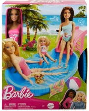 Barbie Doll and Pool Playset, Blonde in Tropical Pink One-Piece Swimsuit NIB😍