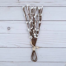 Rustic Floral Pick White Berries Pip Berry Wired B1