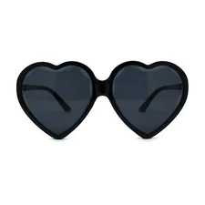 Womens Oversize Heart Shape Beveled Jewel Lens Sunglasses