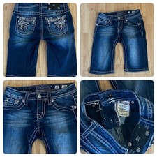 Miss Me Bermuda Shorts JK5775M Rhinestone Embroidery Thick Stitch Girls Sz 12