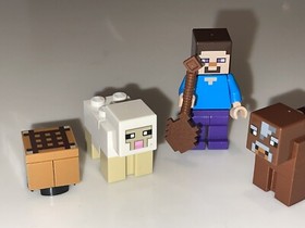 LOT 5 Lego 21114 Minecraft Farm Minifigs Steve Skeleton Sheep Cow Pumpkin EUC