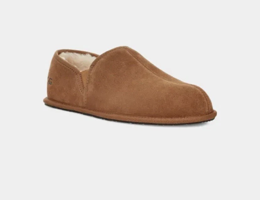 PANTOFOLE IN PELLE DI PECORA DA UOMO TAGLIA 8 CASTAGNO UGG GRAFFI ROMEO II 1112630