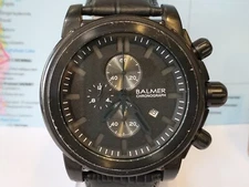 BALMER CHRONOGRAPH QUARTZ TEXTURED BLACK DIAL CAL:OS10 MEN FULL WORKING VINTAGE