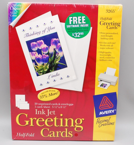 Avery Greeting Cards &amp; Envelopes | Half Fold | Inkjet - 3265 - 20/Box ...