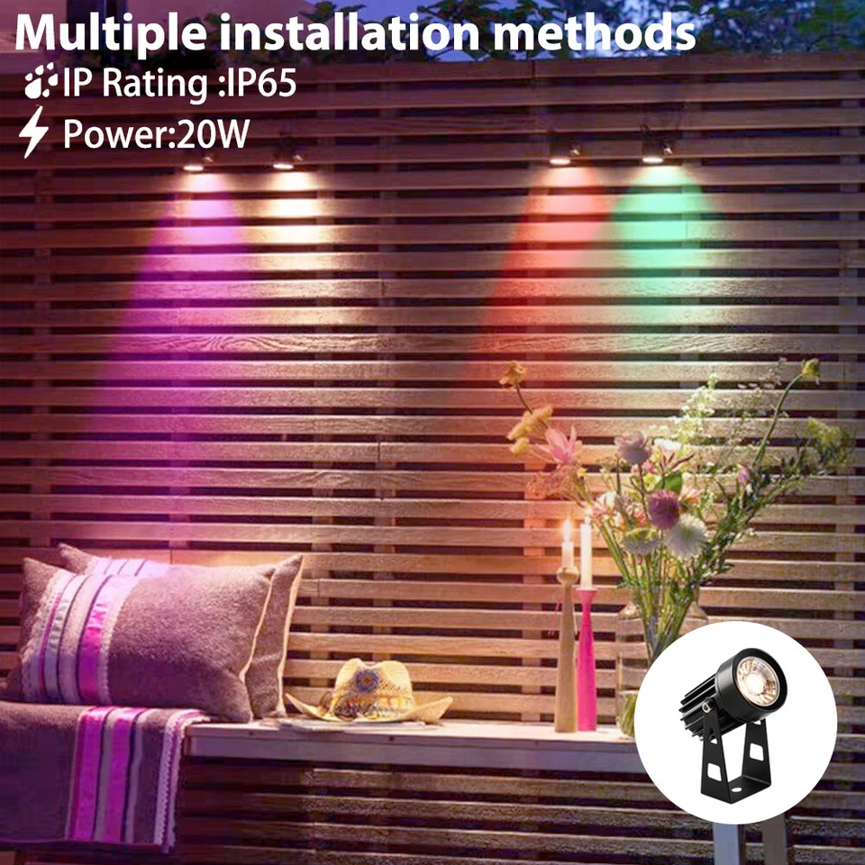 Warmweiß RGBW Gartenleuchte 6/8er LED Gartenstrahler mit Erdspieß  Außen IP65  - Bild 2 von 4