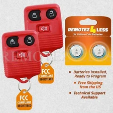 2 For 1999-2014 Ford E-150 E-250 E-350 Keyless Entry Remote Car Key Fob Red 3btn