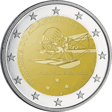 Portugal 2 EUROS COMMÉMO. UNC PORTUGAL 2022 - 100 ans de la première traversée p