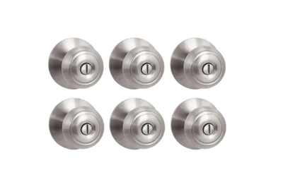 #ad Defiant Hartford Satin Nickel Bed Bath Door Knob Contractor Pack 6 Pack $59.90
