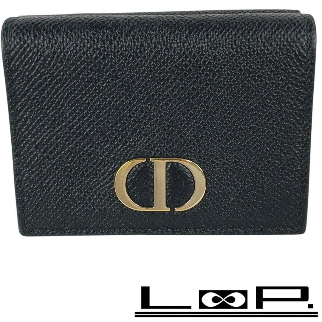 VENTE !!!! Portefeuille Dior Montaigne Tri Fold Compact Cuir Noir 8 Occasion LOOP 0