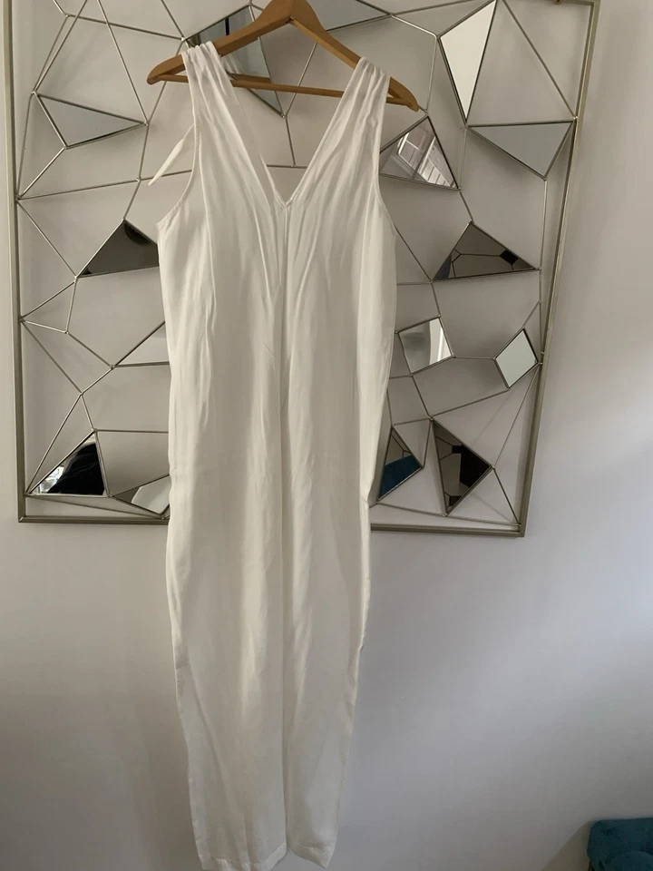 MANGO combinaison-pantalon femme blanche unie col V sans manches doublée T M - Photo 2/4