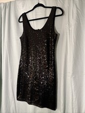 Rue 21 Black Sequin Dress Mini Size M Sexy Little Black Dress