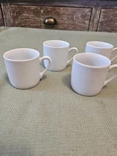 Set Of 4 Vintage Demitasse/Espresso Porcelain Cups White 2" Tall No Makers Mark