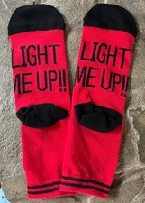 WOMEN'S RED & BLACK "LIGHT ME UP" CHRISTMAS HOLIDAY CREW SOCKS - FITS SIZES 4-10