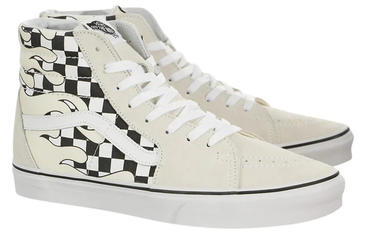 Van Off The Wall SK8 Hi Checker Flame Checkerboard SZ 5 True White