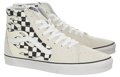 Van Off The Wall SK8 Hi Checker Flame Checkerboard SZ 5.5 True White VN0A38GERX7