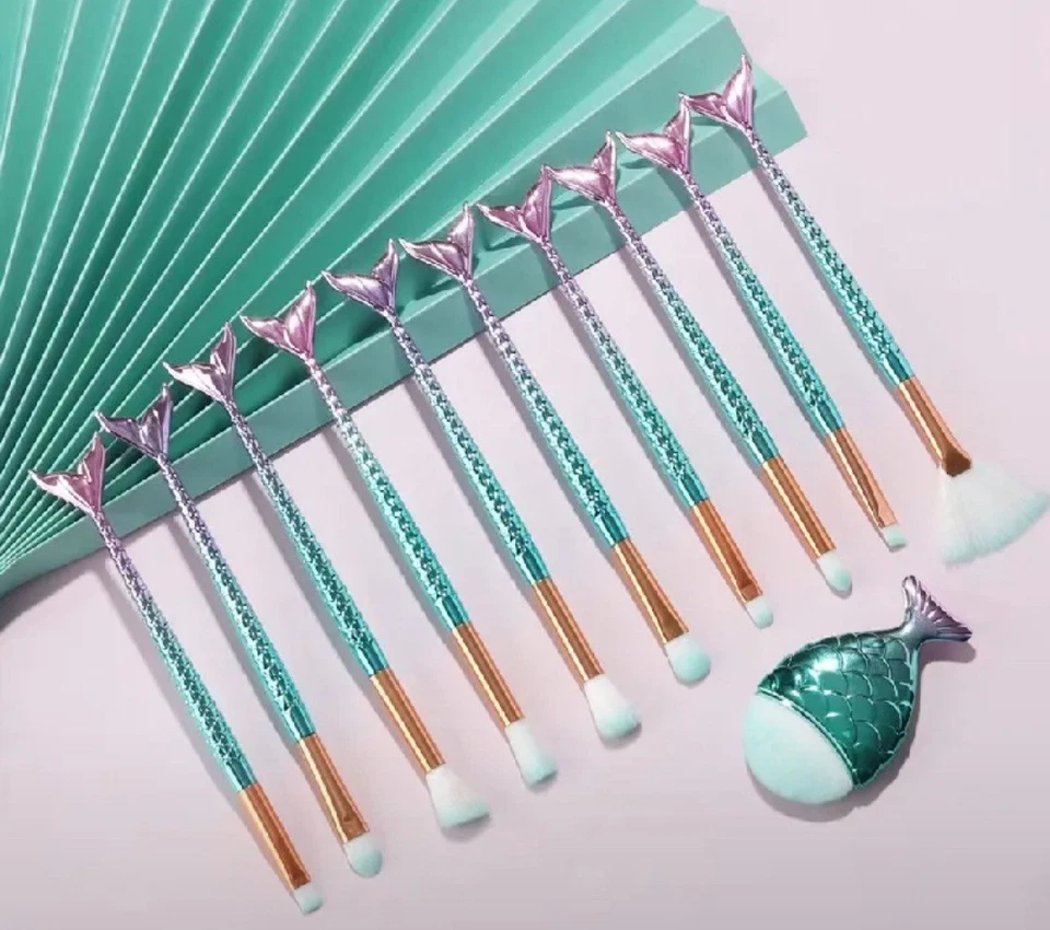 11 Pcs.de Brochas D Maquillaje, Forma D Cola D Pez. Alta calidad. Foto 4 de 4