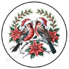 CHRISTMAS BIRDS POINSETTIA ENVELOPE SEALS LABELS STICKERS PARTY FAVORS