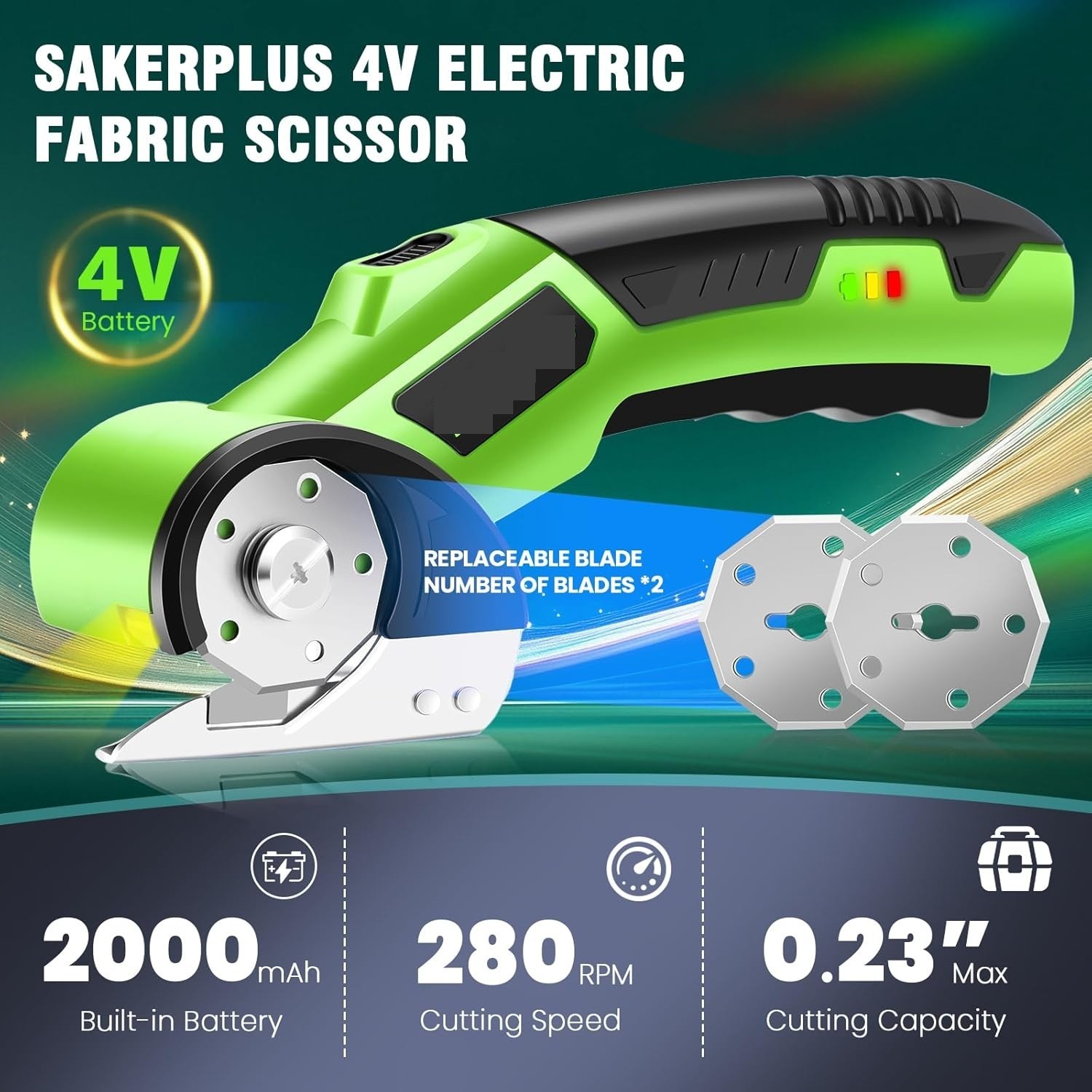 Tijeras Eléctricas Inalámbricas 4V con 2 Hojas para Cartón, Tela y Manualidades