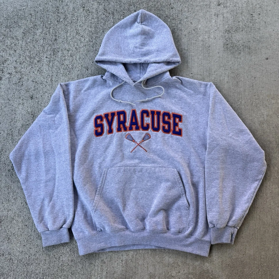 Sudadera con Capucha Grande Vintage Años 90 Champion Syracuse University Naranja Lacrosse Foto 2 de 4