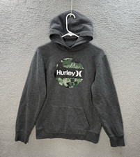 Hurley Sweatshirt Boys XL Gray Camo Hoodie Camouflage Logo Skater Surfer Y2K