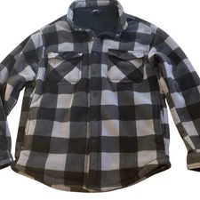 Members Mark Men’s Grey Buffalo Plaid Sherpa Lined Shacket Size Large Jacket