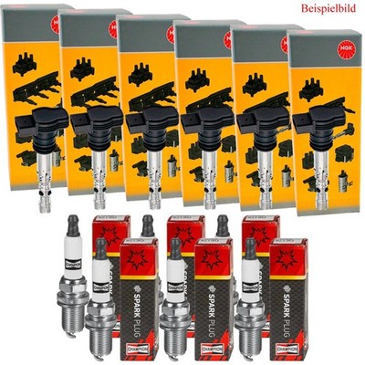 6x NGK Zündspule + CHAMPION Zündkerze für Opel Vectra C Caravan Z02 2.8 V6