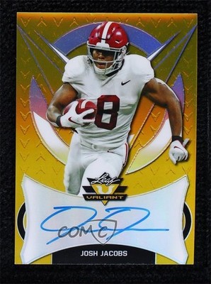 2019 Leaf Valiant Yellow 8/10 Josh Jacobs #BA-JJ3 Rookie Auto RC uk2