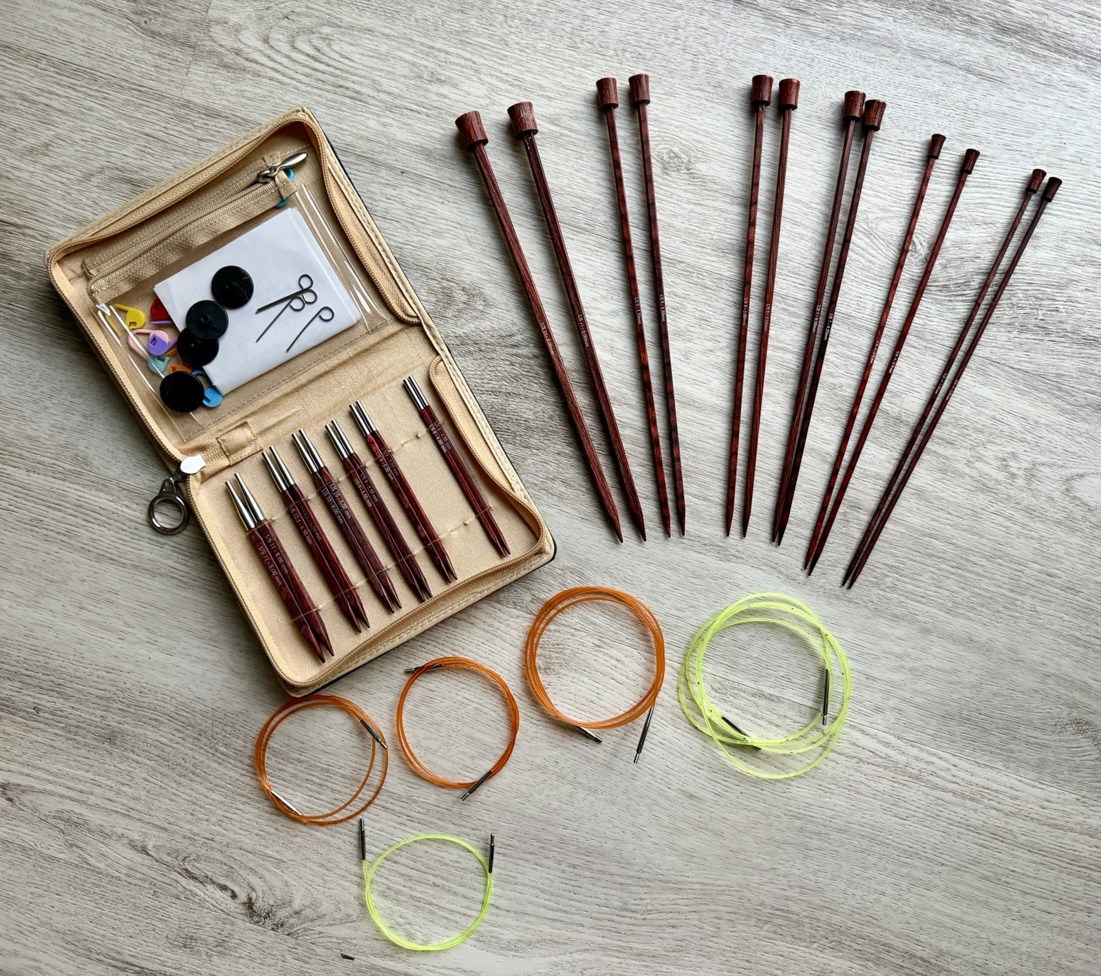 Knitters Pride Cubics Square Knitting Needle Set (Wood Circular Set) + Straights