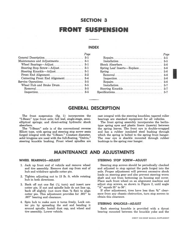 Chevy Van 1964-1965-1966 manual de taller G10 suplemento servicio de reparación Chevrolet Foto 2 de 4