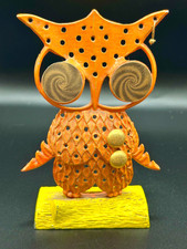 VINTAGE RETRO LIBBY OWL METAL EARRING HOLDER JEWELRY ORGANIZER 1960'S  1970'S