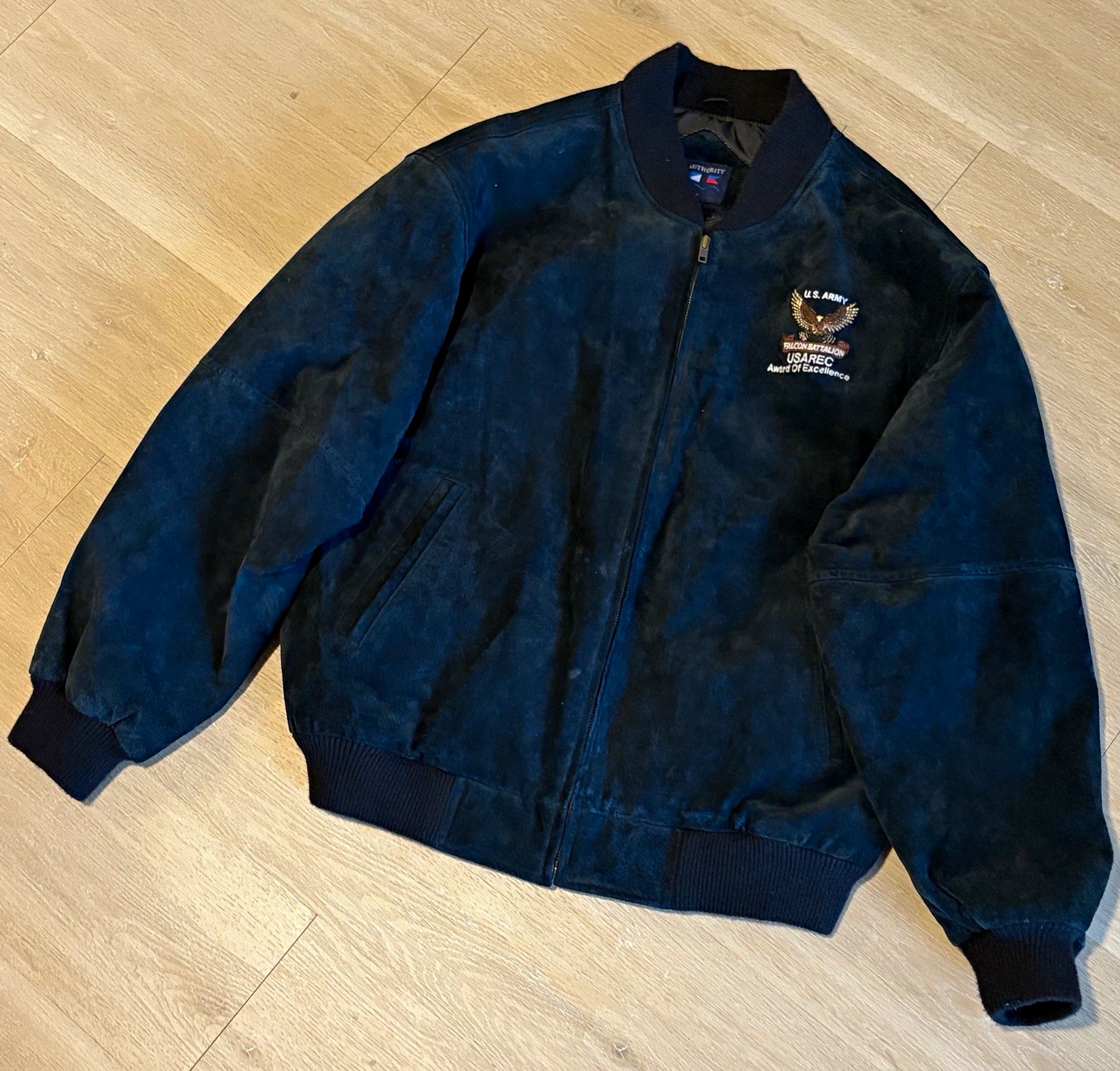 Port Authority Genuine Leather Bomber Jacket Black Full Zip Lined Men's XL J782 image 1