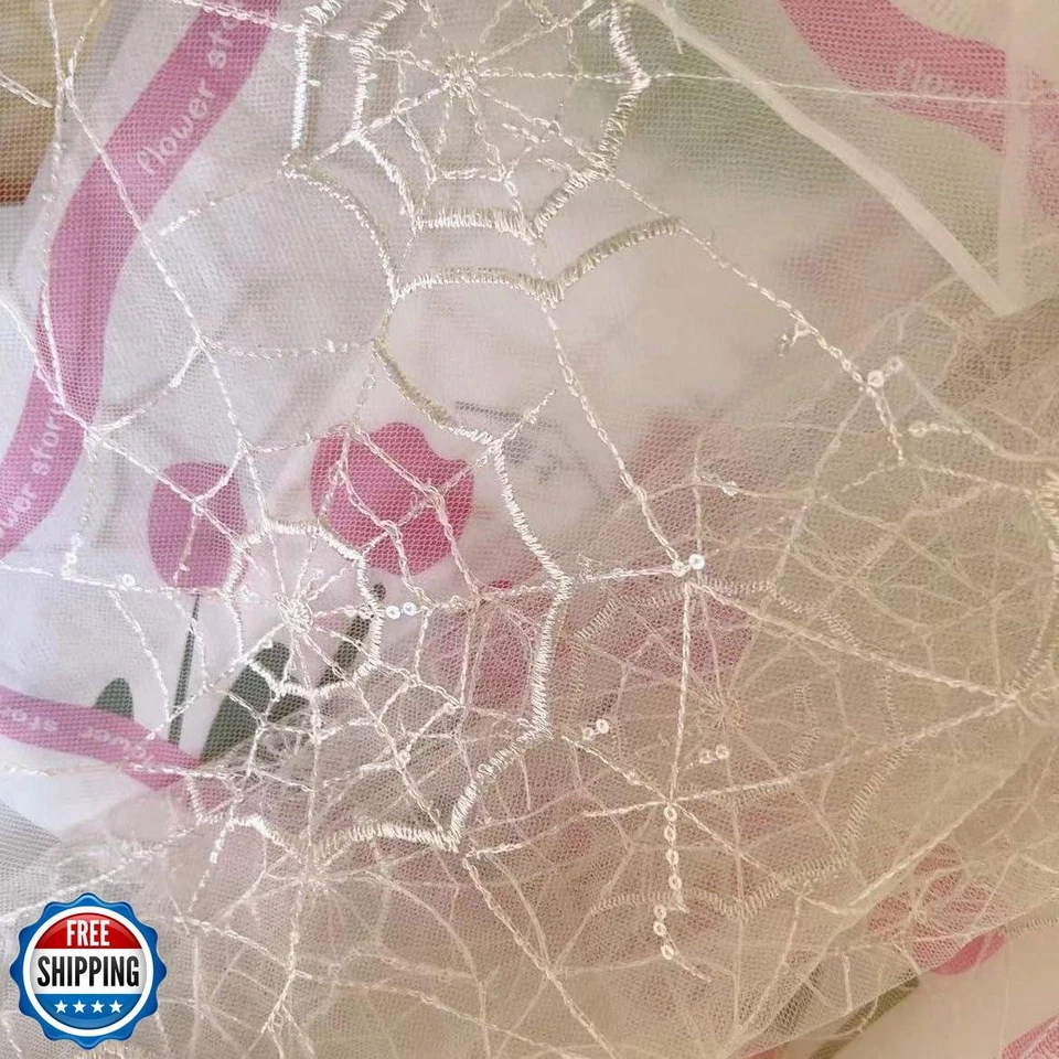 Tela de encaje tela de tela de tela de encaje negro suave por yarda Halloween telaraña tul Foto 4 de 4